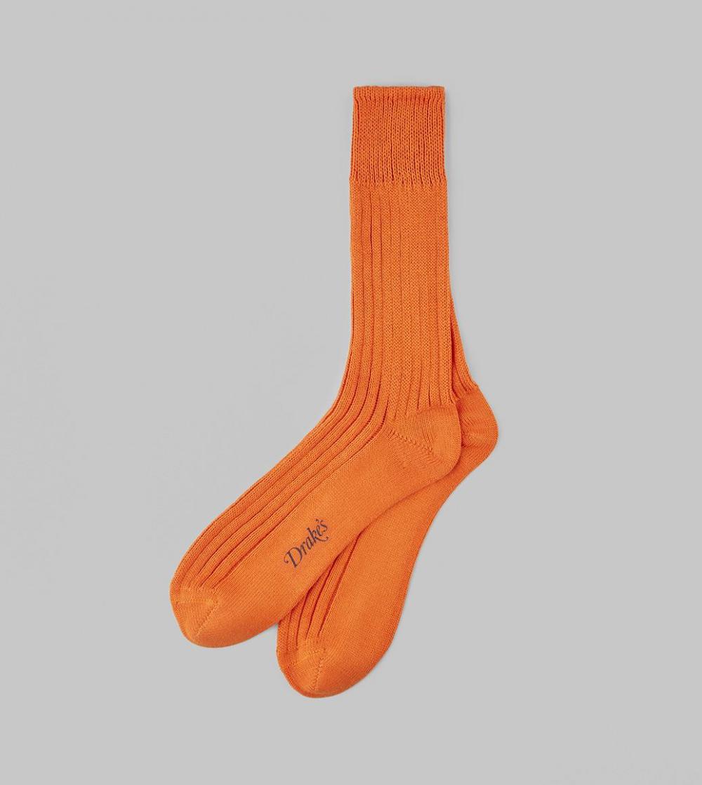 Socks | Mens Drake's Orange Cotton Sports Socks · SIMPLIFYMG